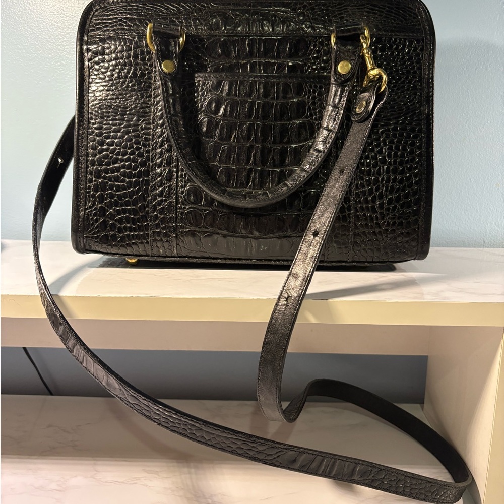 Brahmin Elegant Black Crocodile-Embossed Women's Bag